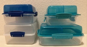 4 Sistema Lunch Cube To Go Reusable Storage Container-BPA Free Pre owned - Picture 1 of 7