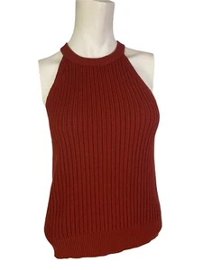 Camisa sin mangas roja pequeña Theory para mujer Waxson acanalada suéter puntero - Imagen 1 de 9