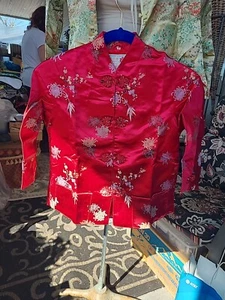 Chinese Childrens Pajama Top Red Size 10 Vintage 1960's Traditional Shanghai - Picture 1 of 3