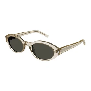 NEW SL567 003 SAINT LAURENT SUNGLASSES UNISEX BEIGE OVAL EYEWEAR - Picture 1 of 4