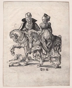 Ende 16. Jahrhundert Holzschnitt Buchblatt - beidseitiger Druck - Reitermotive - Bild 1 von 4