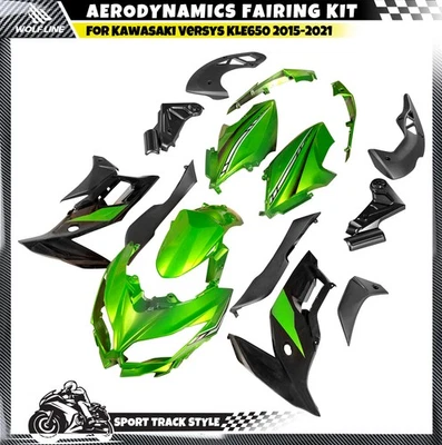 WOLFLINE Fairing Kits For Kawasaki Versys KLE650 2015-2021 Bodywork Green Black Foto 1 de 4