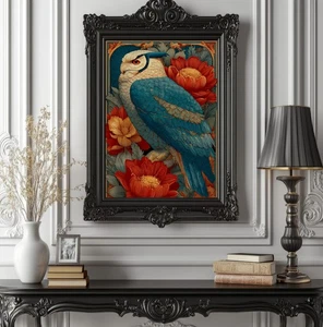 Póster Art Nouveau Owl - Arte de pared floral de animales, decoración del hogar estilo vintage - Imagen 1 de 10