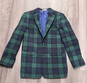 IZOD Boy's Sz 16 Green Blackwatch Plaid Blazer - Picture 1 of 8