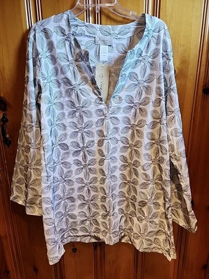 Cubierta de playa J. Valdi blanca con patrón de hojas negras nueva con etiquetas talla grande Foto 1 de 3