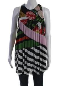 Mary Katrantzou Womens Floral Print Accordion Pleat Tank Top Multi Colored Size - Picture 1 of 6