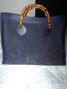 Gucci Bamboo Tote Medium Black Leather/Suede - Picture 1 of 12