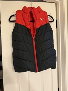 PUMA Boys Black Red Puffer Vest Size M 10/12 - Picture 1 of 6