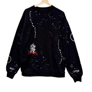 Travis Scott Cactus Jack Mens Stitched Crew Neck Sweatshirt Black Size Medium - Picture 1 of 9
