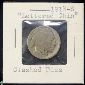 Mint Error Die Clash Lettered Chin - 1918-S Buffalo Nickel - Clash/Lamination - Picture 1 of 5