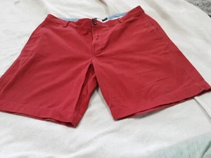 Chaps Mens Red Denim Shorts belt loops walking fishing travel Golf 36 - Picture 1 of 7