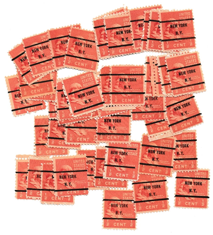 Precancels for Crafting - 50 orange 1/2 cent NYC - PRC119 - Image 1 of 1