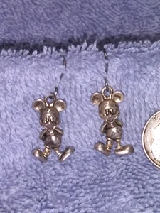 Vintage Earrings Mickey Mouse Sterling Silver Hallmarked Disney 3.8 Grams - Picture 1 of 5