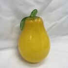 Vtg GLASS Pear Murano Style Hand Blown Fruit Decoration Paperweight Yellow