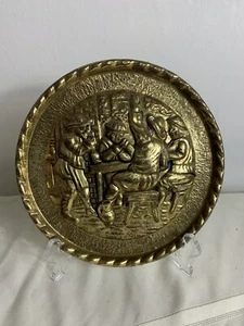Pressed Tin Wall Art Plate Mid Century Colonial Decor Vintage England Decor 8” - Picture 1 of 12
