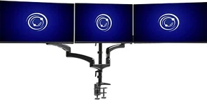 VIVO Triple Monitor Height Adjustable Desk Mount, 2 Pneumatic Arms, 1 Fixed,17.6 - Picture 1 of 9