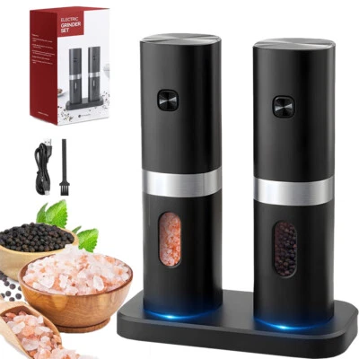 Electric Salt and Pepper Grinder Set with Rechargeable Base Mill-Adjustable - Image 1 of 4