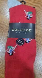 NWT Goldtoe Mens Odor Control Hawaiian Hulu Girl Red SOCKS Cotton Blend 6-12.5 - Picture 1 of 6