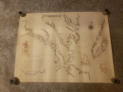 Vintage Virginia Chesapeack Bay Map Va Map Vintage Map - Image 1 of 4