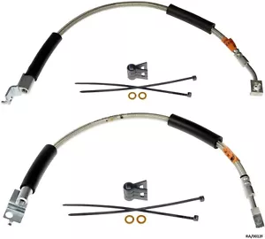 2 x Front Brake Hose Braided Steel for JEEP WRANGLER TJ 1997-2006 RA/0012F - Picture 1 of 4