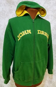 John Deere Full Zip Hoodie Size Youth 18 Licensed Green with Yellow Spell out - Picture 1 of 11