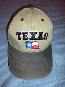 TEXAS Adjustable Cap, Embroidered State Flag, Leather Strap 100 % Cotton #56398 - Picture 1 of 9