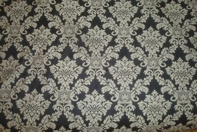 1 de 12 Yardas Tela de Diseñador Mini Damasco Jacquard Negro Taupe Cortinas 54"w BTY Foto 1 de 4