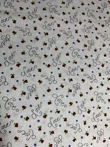1 Yd + Valentine Love Word Dots Red Heart Cotton Fabric 44" - Picture 1 of 7