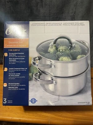 OSTER 3 Piece Stainless Steel Steamer Set- 3 Qt. NEW - Image 1 of 4