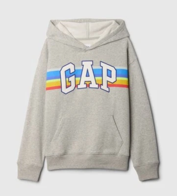 Sudadera con Capucha Gap Niños Niños Relajado Logo XXL (14/16) Gris Brezo Rayas Arco Iris Nueva con Etiquetas Foto 1 de 4