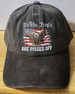 EAGLE AMERICAN FLAG USA WE THE PEOPLE ARE PISSED OFF ADJUSTABLE BASEBALL CAP  - Picture 1 of 2