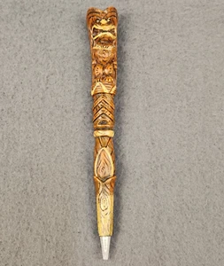 Bolígrafo Tótem Tiki poliresina 6,5 pulgadas imitación madera - Imagen 1 de 8