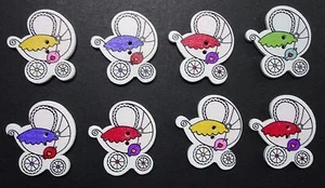 2 Hole Flat Wooden Buttons- "Baby Carriage "- Pkt 10 - Picture 1 of 1
