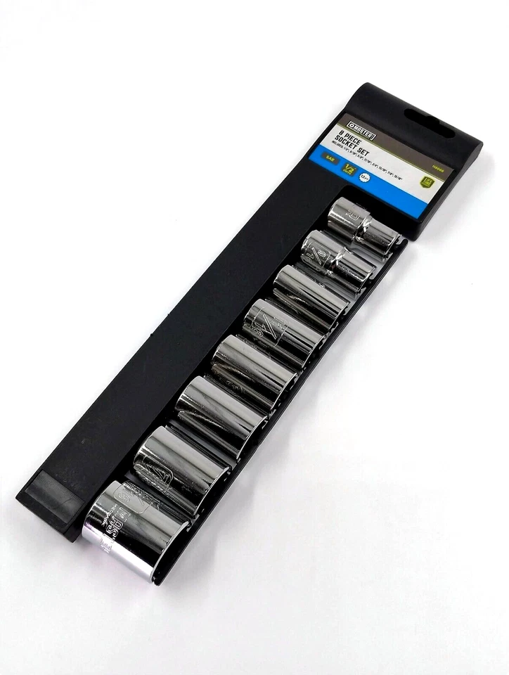 8-Piece 1/2" Drive Standard SAE Socket Set 12 PT, 9/16” – 15/16” Master Mechanic - Image 1 of 4
