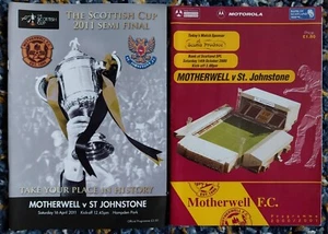 MOTHERWELL ST. JOHNSTONE x2 football programmes Cup Semi Final 2011 League 2000 - Picture 1 of 4
