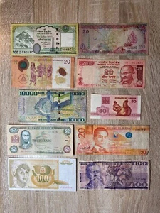 Papiergeld Lot 10 verschiedene zirkulierte Banknoten Fremdwährung Posten - Bild 1 von 1