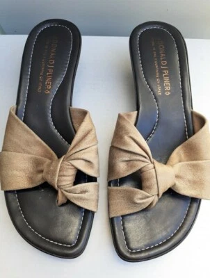 Sandálias anabela DONALD PLINER envoltório dourado flip flop toe 9 M fabricadas na Itália - Imagem 1 de 4