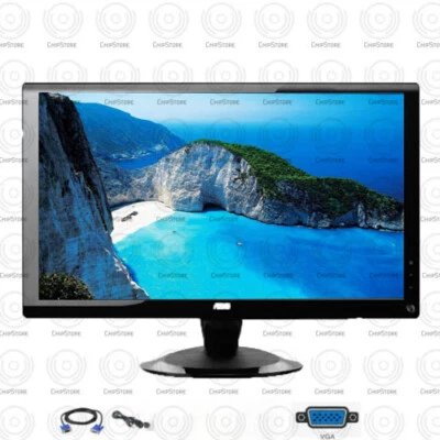 AOC 19" Widescreen 16:9 Desktop VGA Computer PC LCD Monitor w/cables - Image 1 of 2