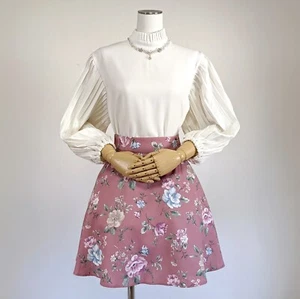 2pcs Outfit Pleated shirt+Skirt/Skort Japan-M Whtie RosePink Dolly Girly Fashion - Imagen 1 de 12