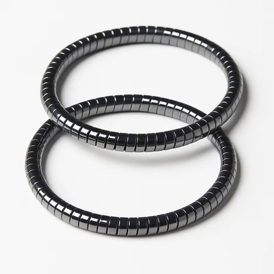 Juego de pulsera de hematita magnética de 2 piezas - balance energético elástico para hombre y mujer Foto 1 de 4