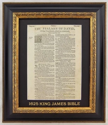 PSALMS TITLE PAGE LEAF, 1625 KING JAMES BIBLE PAGE, PSALTER GREAT BIBLE Foto 1 de 4