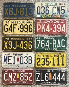 10 Pack of Rustic/Worn License Plates From MISSOURI - Picture 1 of 11