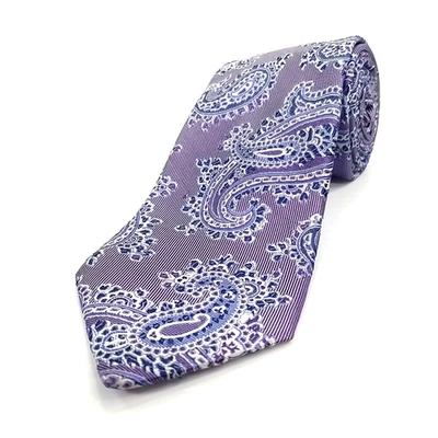 Vtg Nordstrom Luxury Tie Purple Blue Paisley Woven Silk Necktie USA 60" x 3.25" - Image 1 of 4