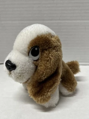 Mini Hush Puppies Plush Basset Hound Puppy Dog Brown White Stuffed Soft Toy Vtg - Image 1 of 4