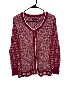 April Cornell Red Floral Embroidered Cardigan Sweater Cotton Size Medium - Picture 1 of 7