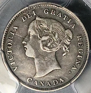 Moneda de 5 centavos de plata de ley Victoria Canadá 1893 graduación profesional en estado bastante bueno 30 (25120402C) - Imagen 1 de 6