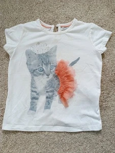 White Kitten T-shirt From M&S 4-5yrs Pre-owned - Picture 1 of 5