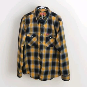 Dixxon Flannel Co Mens XL The Sentinel Pearl Snap Yellow Black Plaid Long Sleeve - Picture 1 of 5