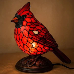 Cardinal Bird Desk Lamp Red Resin Bird Lamps For Christmas Art Decoration Light - Picture 1 of 9
