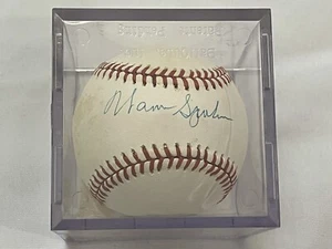WARREN SPAHN BOSTON MILWAUKEE BRAVES FIRMADO AUTO BÉISBOL CY YOUNG WS HOF TV - Imagen 1 de 6